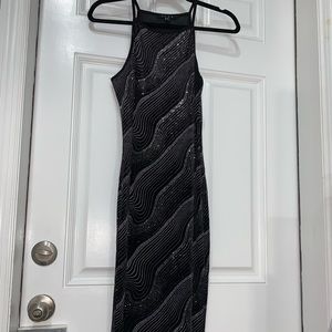 Black suede with sparkly glitter maxi dress